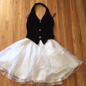 Black and White vintage Halter Dress